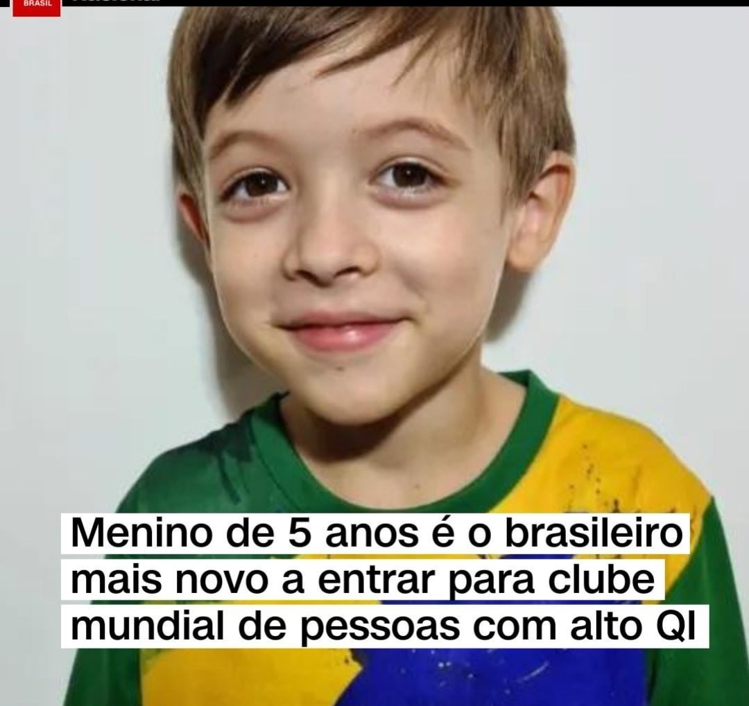 Menino de 5 anos é o brasileiro mais novo a entrar para o clube mundial de pessoas com alto QI