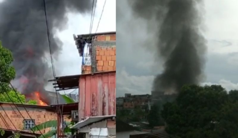 Vídeos: incêndio atinge casa de madeira na Compensa em Manaus