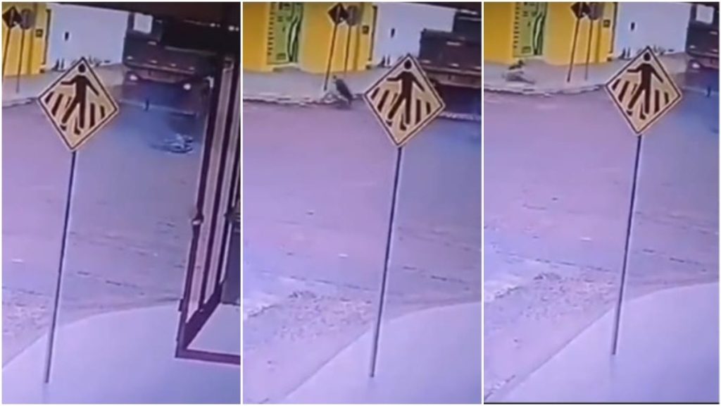 Vídeo: Motociclista ‘nasce de novo’ após passar por baixo de caminhão em movimento