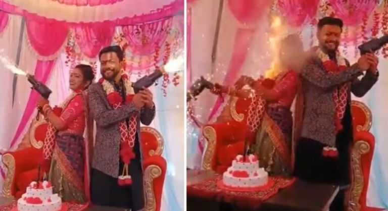 Vídeo: pistola explode no rosto da noiva durante festa de casamento